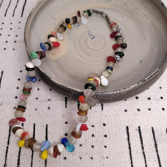 Semiprecious Multicoloured Stone and Millefiori Glass Beads Necklace - Picture 1 of 8